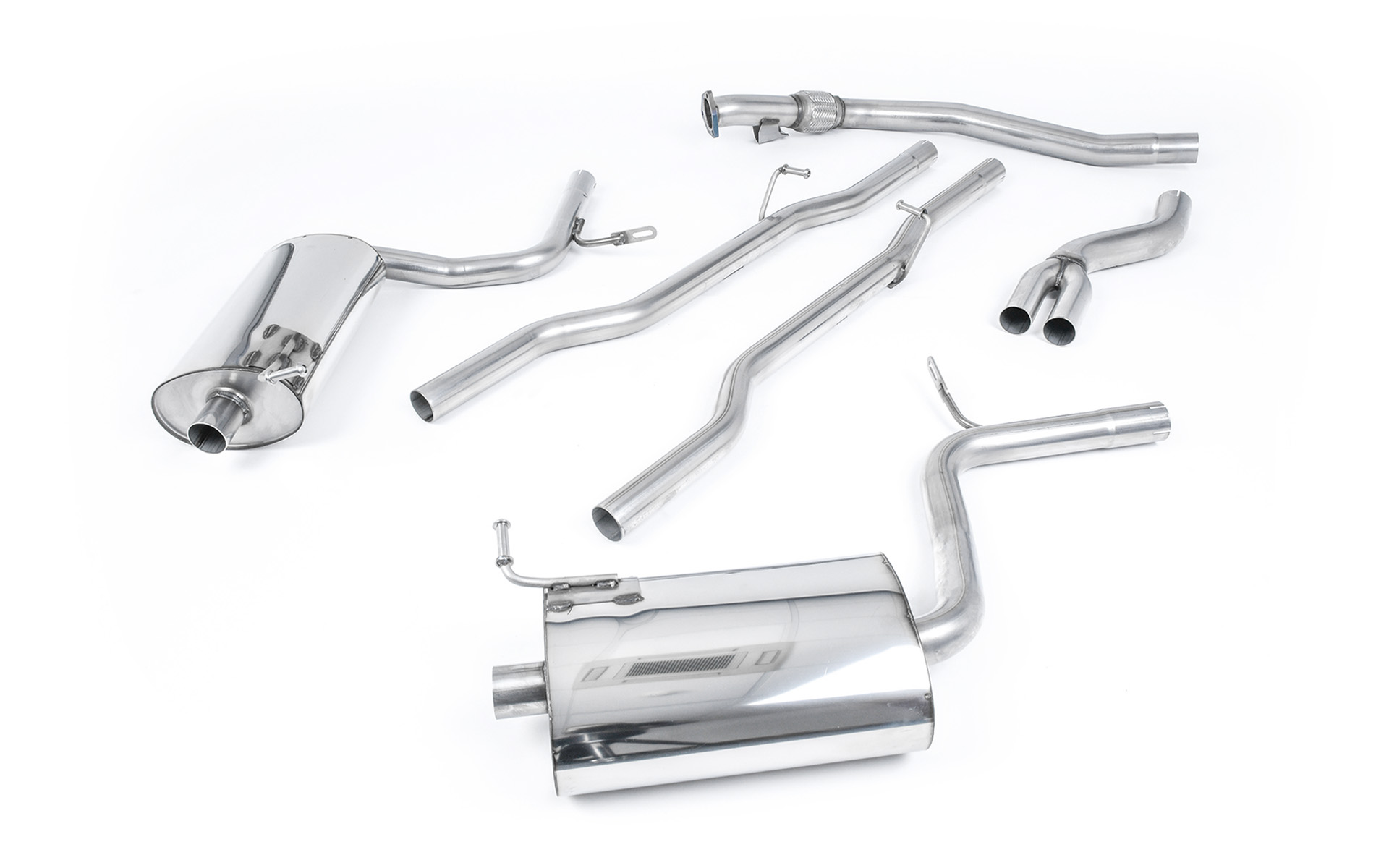 Ligne cat-back (embouts GT90 90 mm boîte 6) MILLTEK – Audi A4 (B6) 1.8 T 190 ch