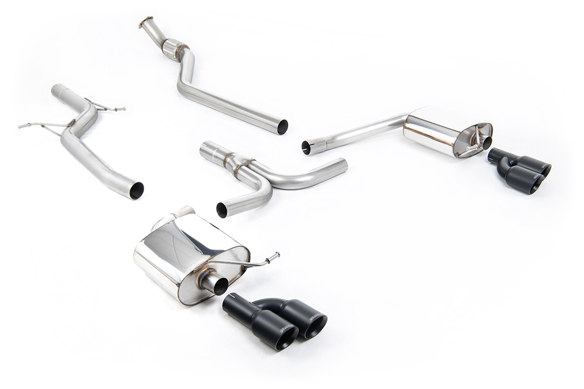 Ligne cat-back (4 sorties noires manuelle) MILLTEK – Audi A4 (B8) 2.0 TFSI