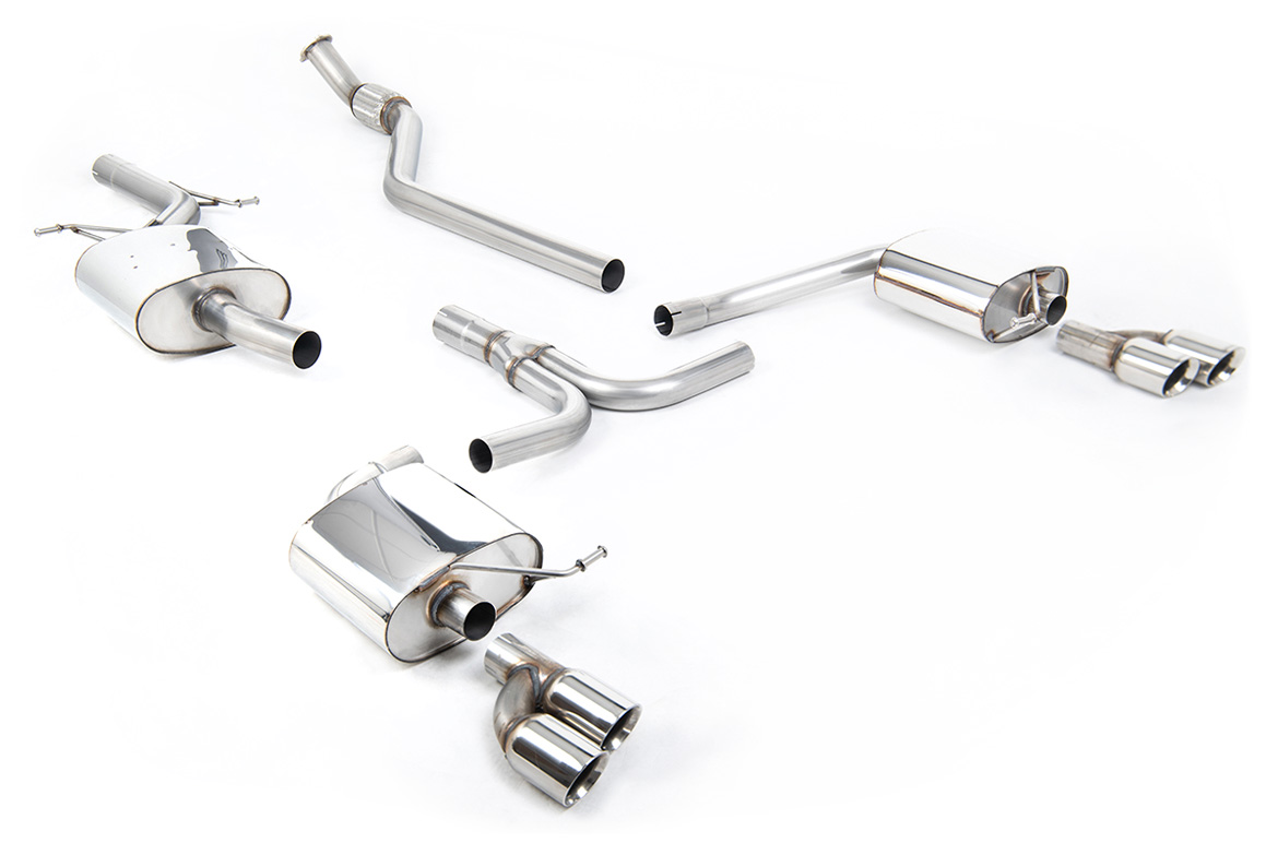 Ligne cat-back résonnée S line (4 sorties GT80 polies) MILLTEK – Audi A4 (B8) 2.0 TFSI – SSXAU249