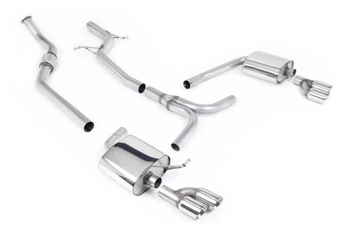 Ligne cat-back non résonnée (4 sorties GT-80 Tiptronic) MILLTEK – Audi A4 (B8) 2.0 TFSI – SSXAU630