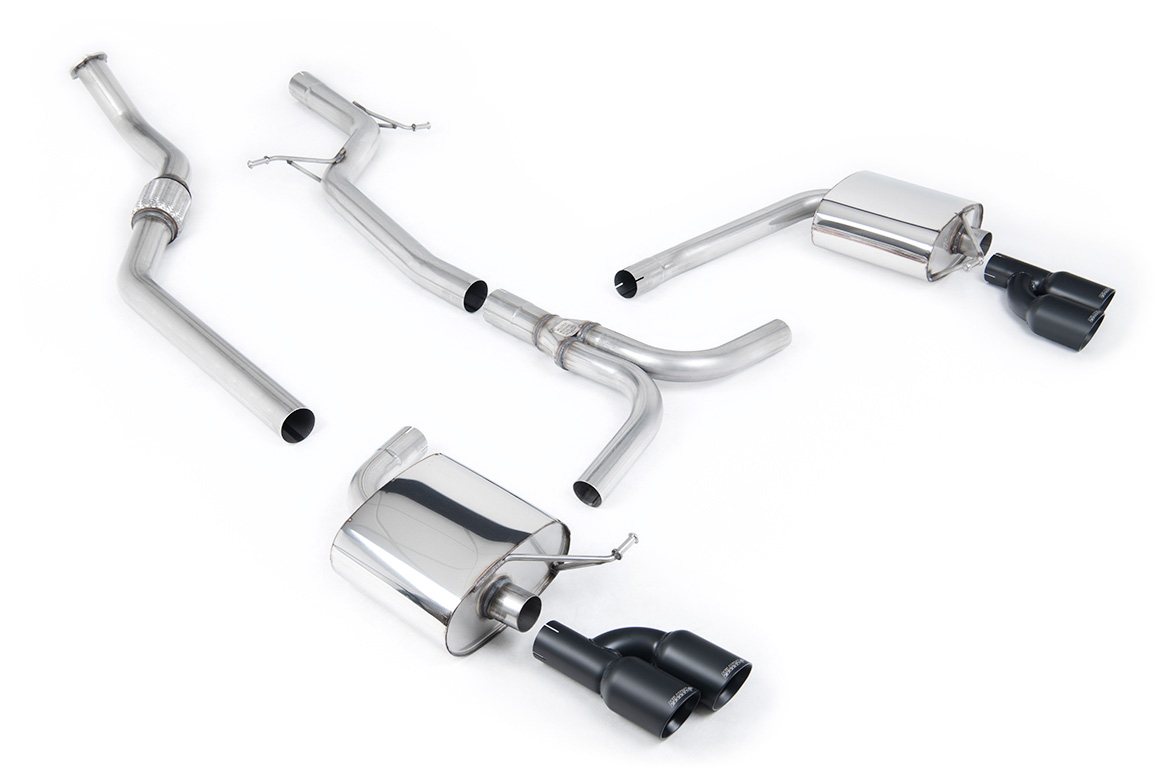 Ligne cat-back non résonnée (4 sorties noires Tiptronic) MILLTEK – Audi A4 (B8) 2.0 TFSI – SSXAU667