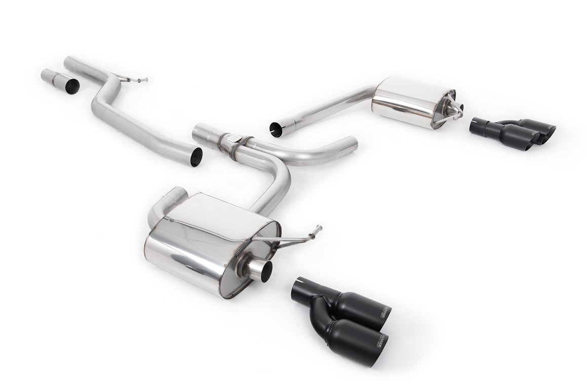Ligne cat-back (4 sorties noires 2.0 TDI) MILLTEK – Audi A5 (8T) 2.0 CR TDI – SSXAU664
