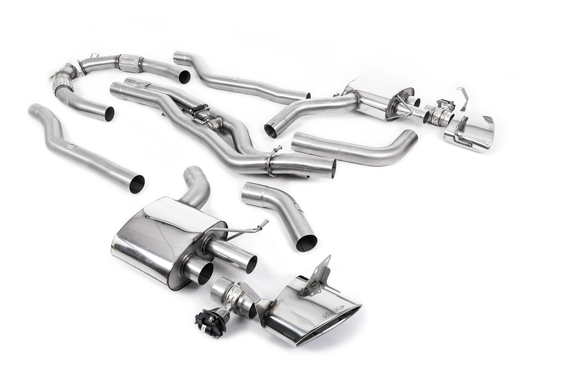 Cat-back 2 x 80 mm non résonné (ovales polis sans découpe) MILLTEK – Audi RS6 / RS7 – SSXAU903
