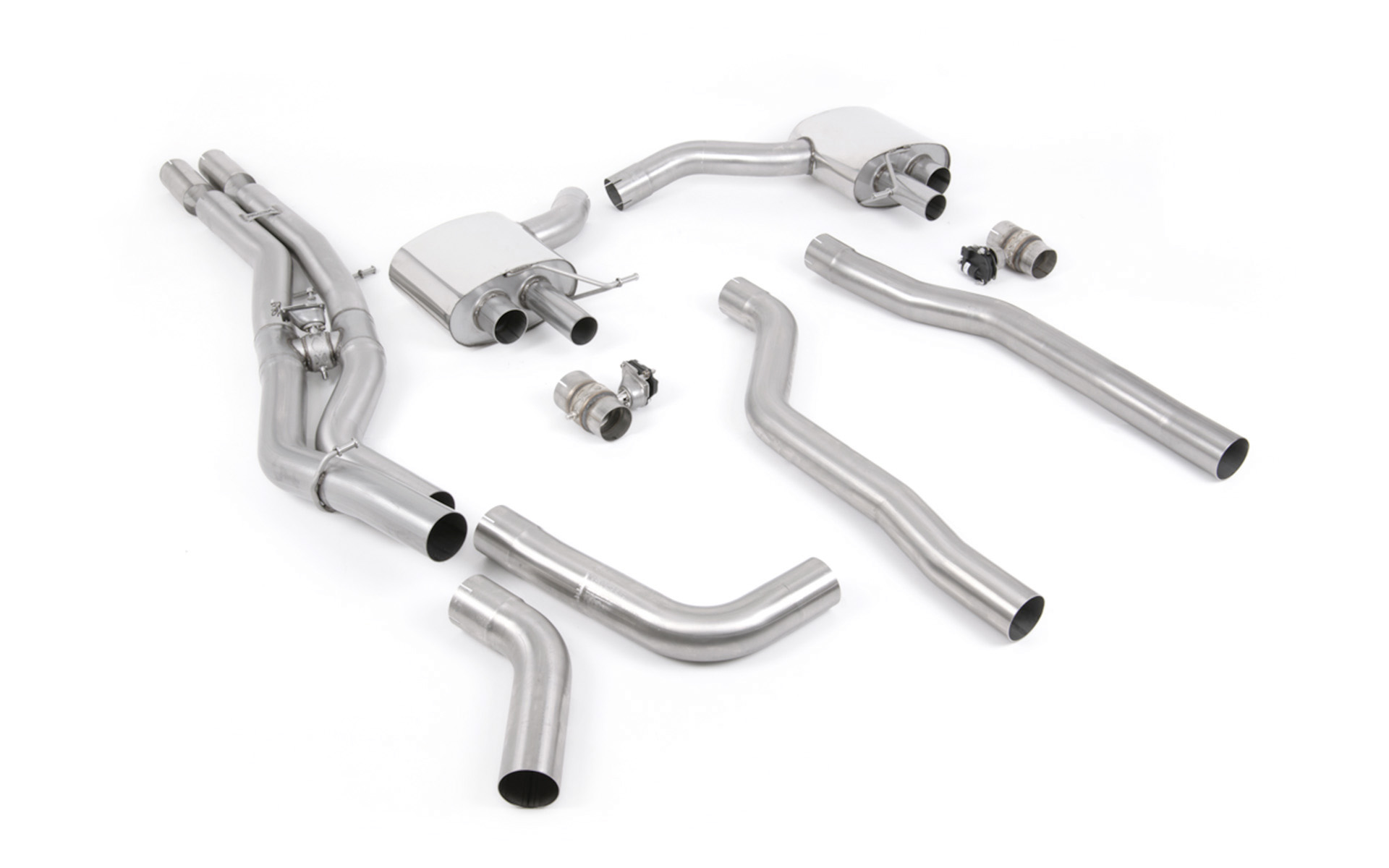 Ligne cat-back non résonnée 2 x 80 mm (embouts ovales polis) MILLTEK – Audi RS6 / RS7 – SSXAU864