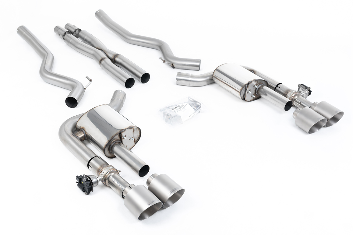 Ligne cat-back à valves (X-pipe embouts titane brossé) MILLTEK – Ford Mustang (VII, VI) 5.0 V8 – SSXFD418