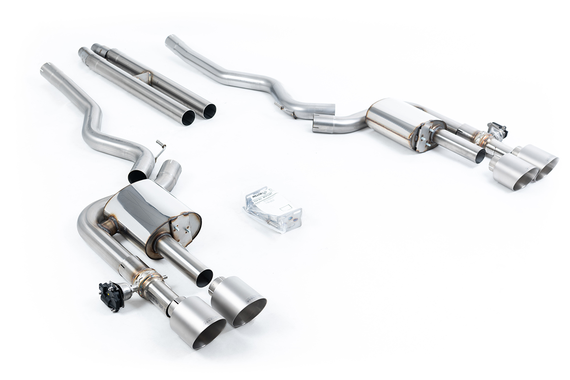 Cat-back à valves tube en H (embouts titane brossé) MILLTEK – Ford Mustang (VII, VI) 5.0 V8 – SSXFD422