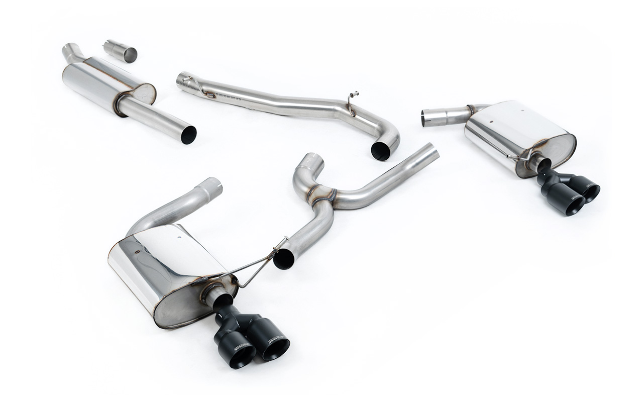 Ligne cat-back non résonnée (4 sorties rondes GT noires) MILLTEK – Seat Leon (III 5F) Cupra 2.0 TSI 300 ch – SSXSE202