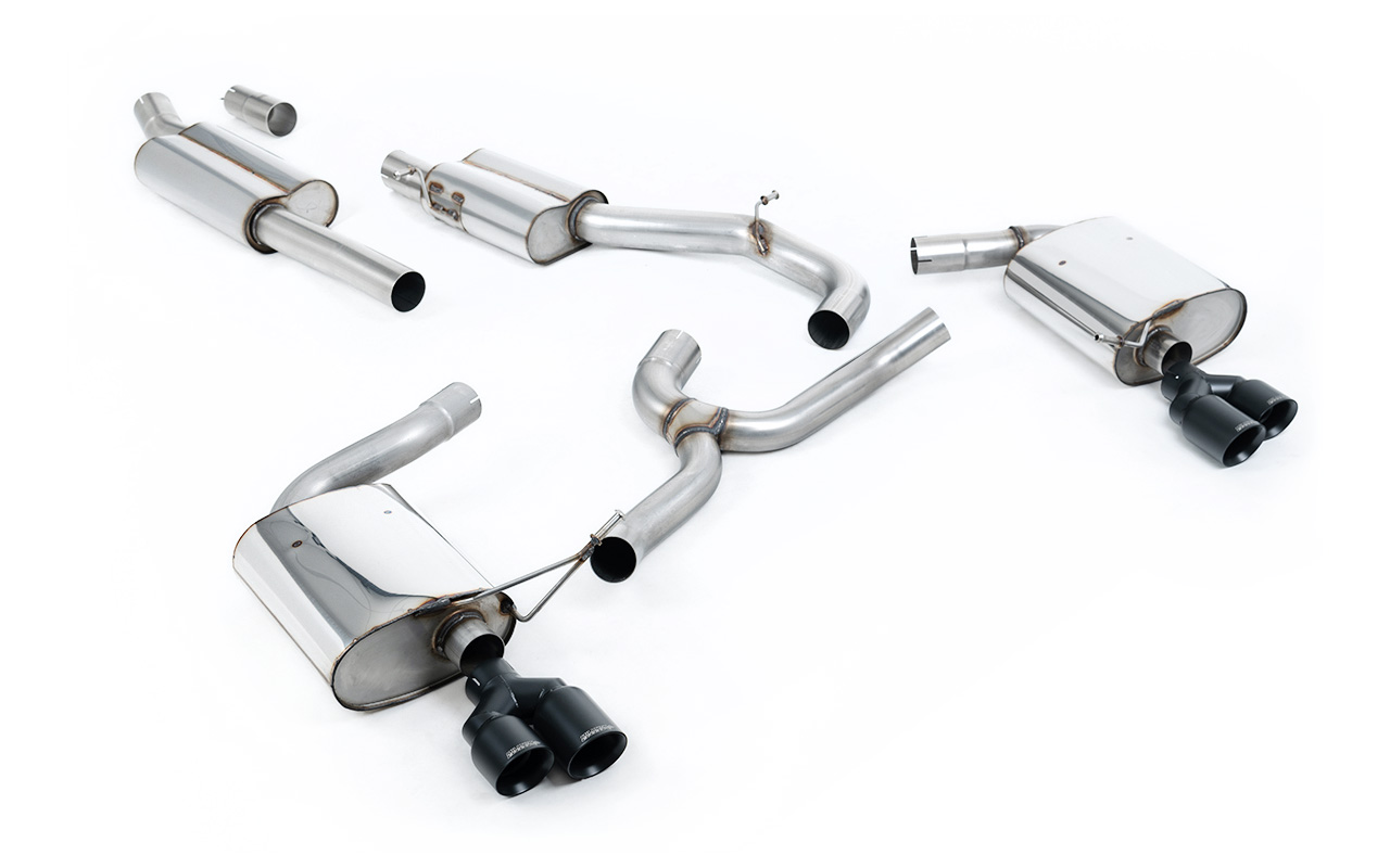 Ligne cat-back résonnée (4 embouts ronds GT noirs) MILLTEK – Seat Leon (III 5F) Cupra 2.0 TSI 300 ch – SSXSE197