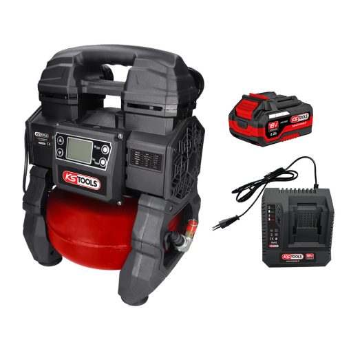Compresseur portatif silencieux 5L sur batterie avec batterie 4Ah & chargeur KS TOOLS – 165.0816F-A1