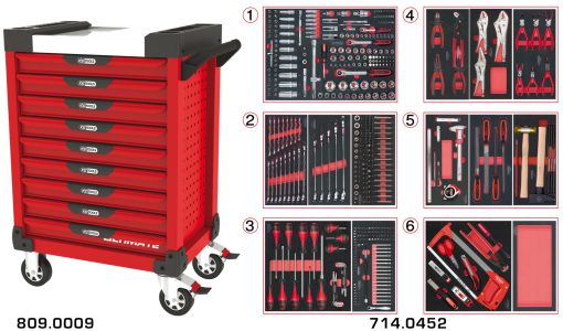 Servante rouge 9 tiroirs équipée de 455 outils KS TOOLS – 809.9452