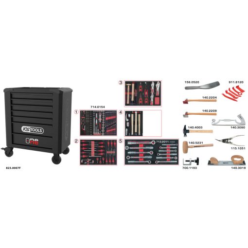 Servante 7 tiroirs spéciale carrosserie KS TOOLS – 823.7177F