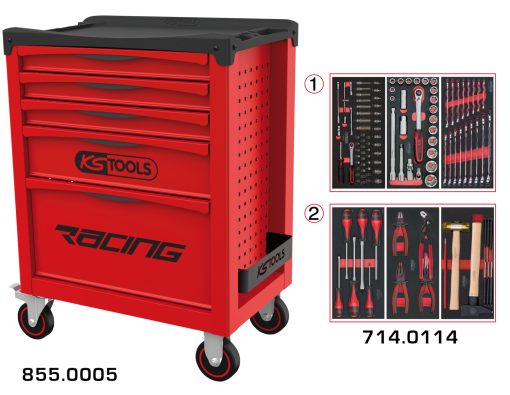 Servante 5 tiroirs équipée de 114 outils KS TOOLS – 855.5114