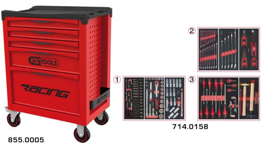 Servante 5 tiroirs équipée de 158 outils KS TOOLS – 855.5158