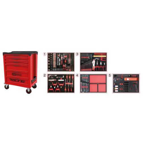 Servante 6 tiroirs équipée de 303 outils KS TOOLS – 855.6174