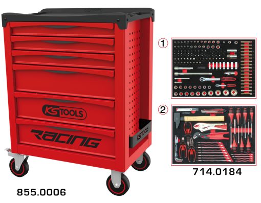 Servante 6 tiroirs équipée de 184 outils KS TOOLS – 855.6184
