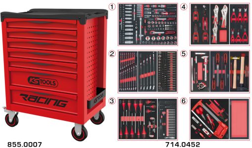 Servante 7 tiroirs équipée de 455 outils KS TOOLS – 855.7452