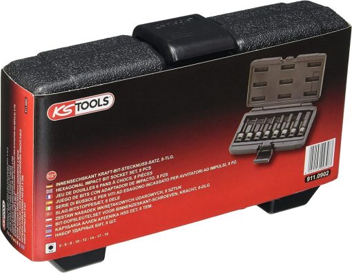 Jeu de 8 douilles tournevis à chocs longues 6 pans 1/2" KS TOOLS – 911.0902
