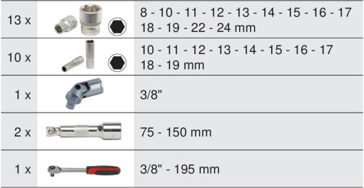 Coffret de douilles & accessoires 3/8" KS TOOLS – 922.0627