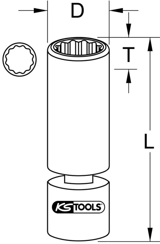 Douille à bougie articulée 3/8" 12 pans KS TOOLS – 911.3999
